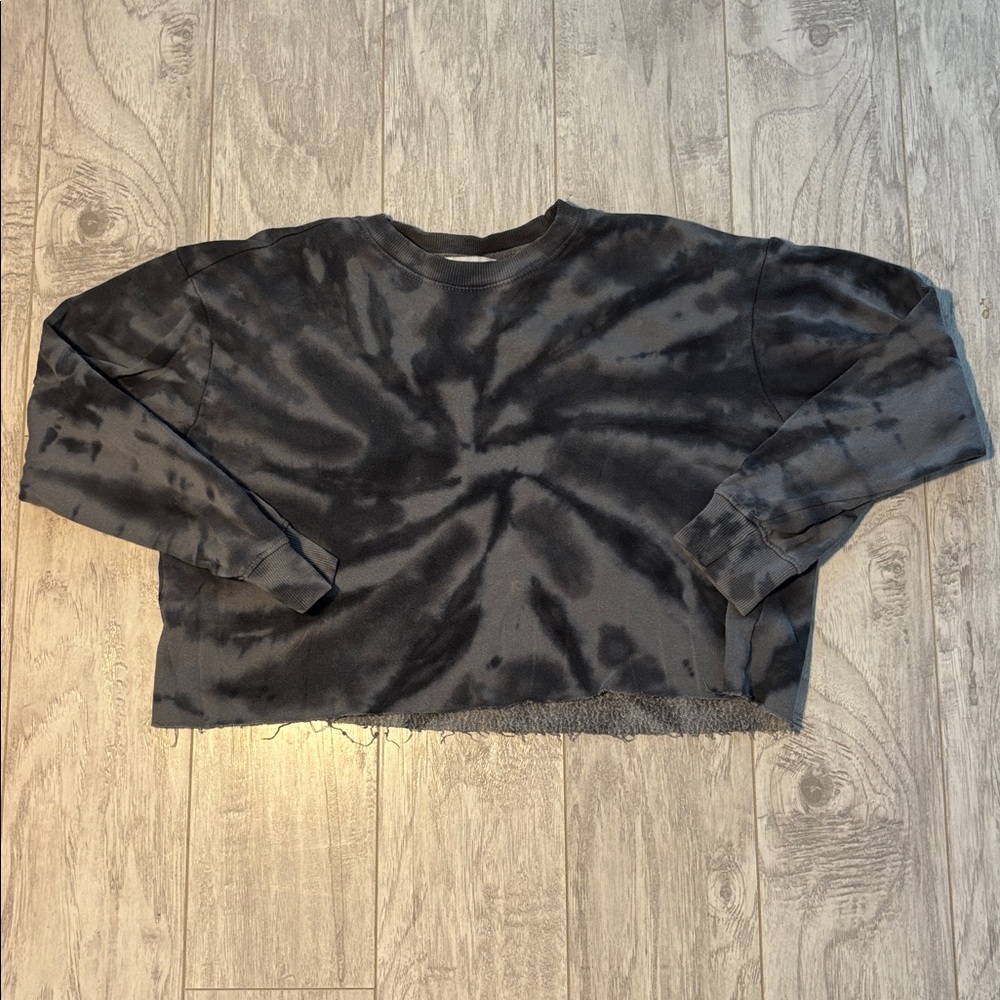 Navy Tie-Dye Cropped Sweatshirt